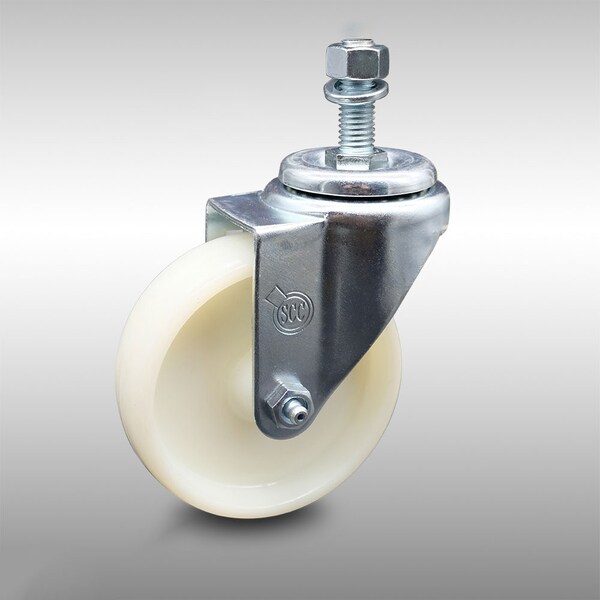 4 Inch SS Nylon Wheel Swivel 1/2 Inch Threaded Stem Caster Wheel